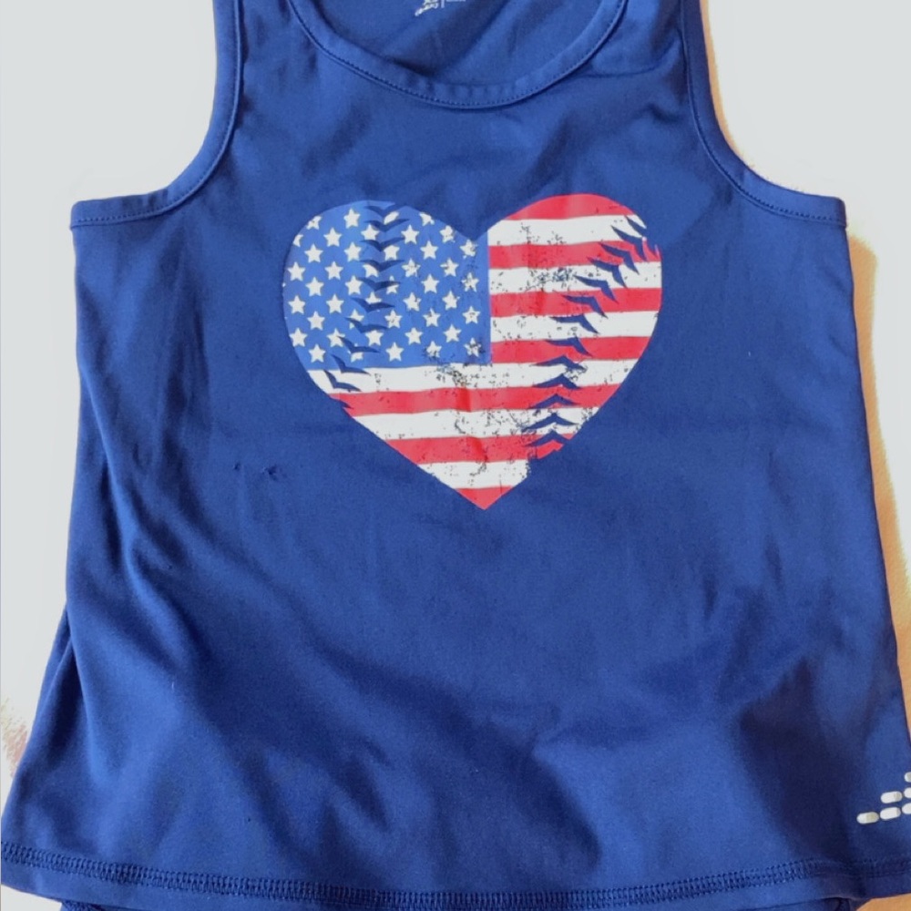 Blue Kids Tank Top with Heart Design